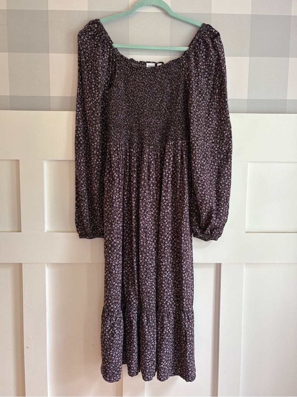GAP Plum Floral Square-Neck Midi Dress Medium - Picture 7 of 7